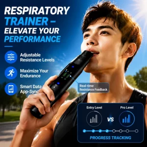 Smart Wireless Breathing Training Assistant App Sync Real Time Monitor Dual Channel Inhale Exhale 3 Levels Resistance