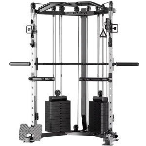 Smith Machine Multi-Functional Trainer with Cable Crossover, Multi-Station Squat Rack, and High Pull