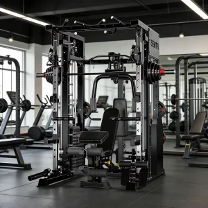 Smith Machine Power Cage with Lat Pulldown System All-in-One Squat Rack