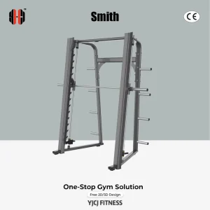 Smith Machine Power Rack with Guided Bar Multiple Hooks Weight Plate Pegs Reinforced Frame for Commercial Gym Equipment