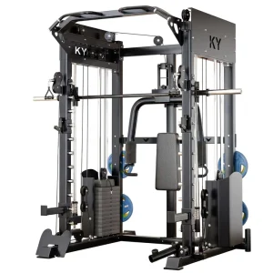 Smith Machine Squat Rack Cable Crossover Multi-Function Power Cage Home Gym Trainer