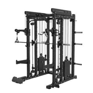 Smith Machine with Cable System and Rack Attachment for Strength Training
