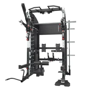 Smith Machine with Dual Pulley System and Power Cage for Commercial Fitness