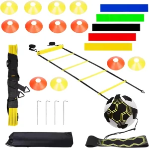 Soccer Speed and Agility Training Set with Nylon Agility Ladder, Cones, Resistance Parachute, 4 m, 6 m or 8 m