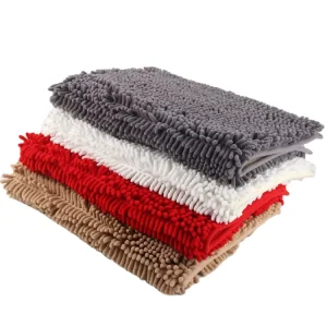 Soft Chenille Tufted Floor Mat Machine-Washable Non-Slip Absorbent Bathroom Rug for Home and Hotel Use
