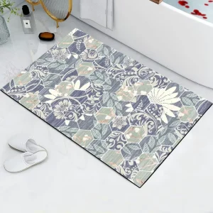 Soft Cuttable Diatomaceous Earth Entry Door Mat, Water-Absorbent Bathroom Non-Slip Mat