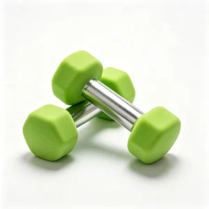 Soft Neoprene-Coated Dumbbell Pair, 3kg, Green, Lightweight, Home Gym
