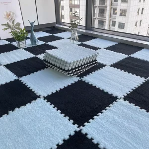 Soft Shaggy Foam Fur Puzzle Mats for Baby and Child Floors