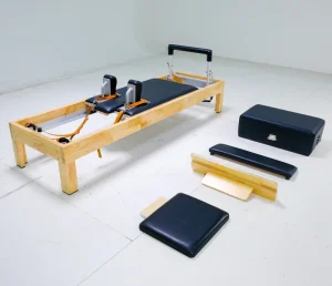 Solid Beech Wood Pilates Reformer with Accessories Set, CE-Certified Beech Frame for Commercial Yoga Studio