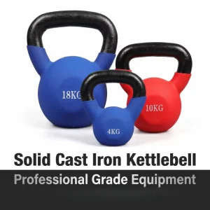 Solid Cast Iron Kettlebell Vinyl-Dipped Anti-Slip Handle No-Mark Bottom for Home Gym and CrossFit