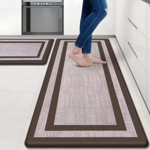 Solid Color Waterproof Oil-Proof PVC Kitchen Carpet with Foam Backing Thickened Anti-Fatigue Anti-Slip Design