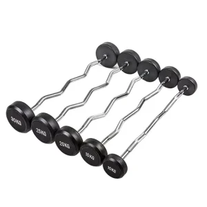 Solid Fixed Rubber and Cast Iron Weightlifting Bar 10kg 20kg Weight Capacity for Home Gym