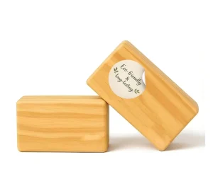 Solid Hardwood Yoga Blocks Set of 2 Traditional Wood Props for Balance Stability and Alignment