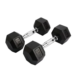 Solid Hex Rubber-Coated Adjustable Dumbbell Set for Home Gym Weight Training