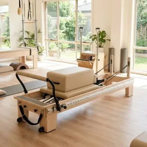 Solid Maple Wood Pilates Reformer Adjustable Height Shoulder Rest German Springs CE ISO