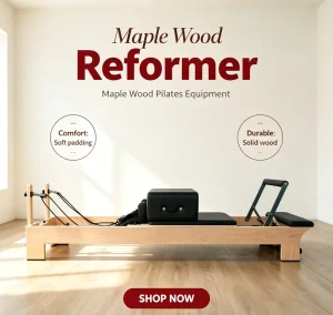 Solid Maple Wood Pilates Reformer Compact Durable Adjustable Training Factory Supply