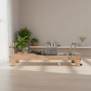 Solid Oak Pilates Reformer W15 Professional Training Machine for Pilates Studio