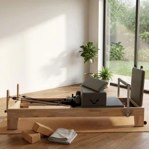 Solid Oak Wood Pilates Reformer Core Bed for Home Fitness Studio