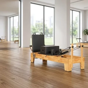 Solid Oak Wood Pilates Reformer Machine for Studio and Fitness Training