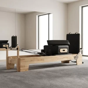 Solid Oak Wood Portable Adjustable Pilates Reformer Machine for Home and Studio