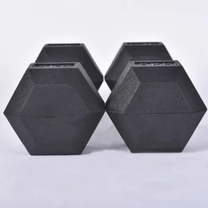 Solid Rubber-Coated Hex Dumbbell with Anti-Roll Design for Home Fitness