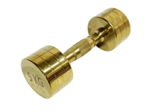 Solid Steel Commercial-Grade Gold Dumbbells with Knurled Non-Slip Handle