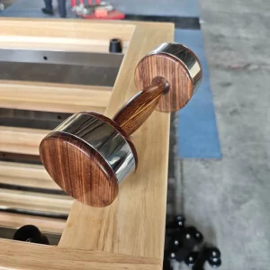 Solid Walnut Handle Stainless Steel Fixed Dumbbell, Free Weight Strength Equipment