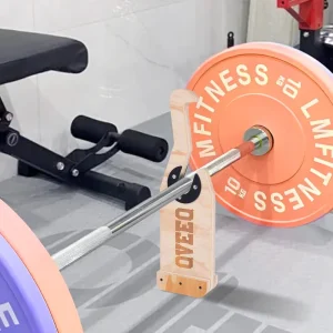 Solid Wood Barbell Jack Storage Rack with Non-Slip Handle