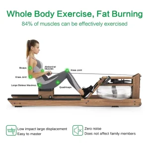 Solid Wood Water Rower with Lightweight Design for Home Gym and Commercial Use
