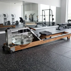 Solid Wood Water Rowing Machine Home and Commercial Gym Cardio Workout Equipment with Transport Wheels