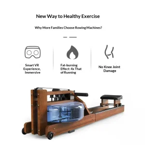 Solid Wood Water and Air Rower Rowing Machine for Home and Commercial Gym Silent