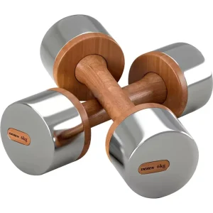 Solid Wood and Stainless Steel Handle Dumbbell for Pilates, Hotel Gyms, and Home Use
