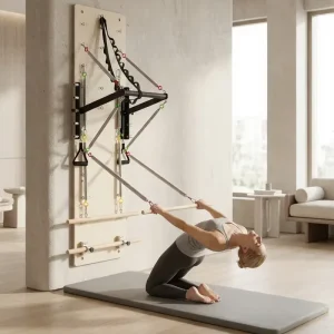 Space Saving Wall Mounted Pilates Tower Maple Wood Pilates Wall Unit Tower Pilates Equipment for Pilates Studio Yoga Studio