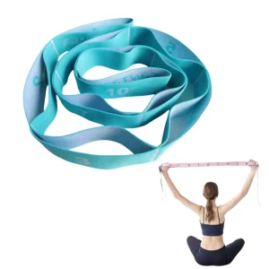 Spandex Nylon Stretch Strap with Loops for Yoga, Pilates, Dance, and Exercise