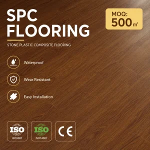 Spc Vinyl Flooring High Gloss Wear Resistant Rigid Core Design 8mm 10mm Spc Flooring for Commercial Use
