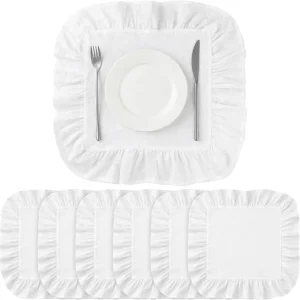 Square Ruffled Cotton Kitchen Placemat Table Mat for Dining Home Kitchen Party