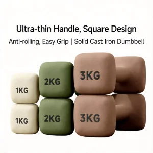 Square Vinyl Coated Cast Iron Dumbbells 1kg 2kg 3kg 1 Pair Indoor Outdoor Home Gym Training Fitness Weights Equipment