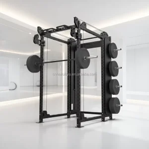 Squat Power Rack Functional Trainer with Lat Pulldown and High-Low Row Multi-Station Gym
