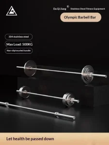 Stainless Steel Barbell, 1.5 m, 50 mm Diameter, 5 kg, 10 Bearings