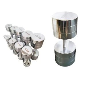 Stainless Steel Dumbbells 2.5-200kg (5-400lb) Chrome-Plated Silver for Gym