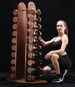 Stainless Steel Dumbbells with Walnut, Cherry, Oak, or Ash Wood Options
