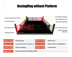 Stainless Steel MMA BJJ Boxing Ring, Foldable, Waterproof and Anti-Slip