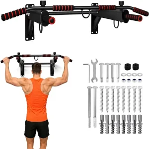 Stainless Steel Multi-Functional Pull-Up Bar Multi-Grip Wall-Mount Chin Bar for Home Gym, 250 Lbs