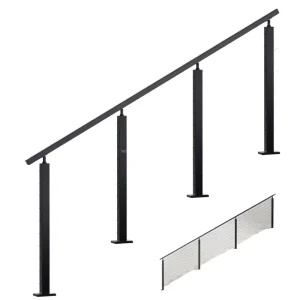 Stainless Steel Outdoor DIY Clean Look Quick Shipment Square Post Side Mounted Matte Black Cable Railing