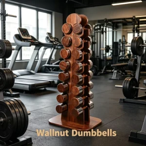 Stainless Steel Ring-Inlaid Walnut Dumbbells Solid Wood Hand Weights Mini Dumbbell