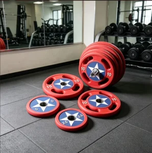 Star Pattern Barbell Plates with PU Urethane Coating and Cast Iron Core