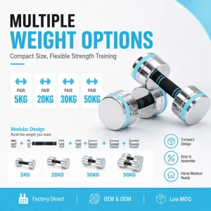 Steel Adjustable Dumbbell Set, Black, Home Use