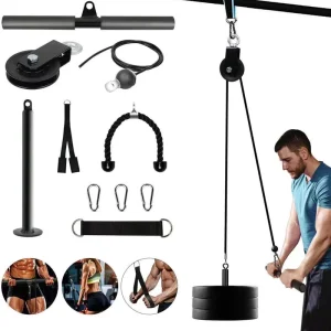 Steel Adjustable-Length Pulley Cable System for Triceps Exercise