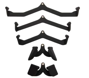 Steel Black 5 Piece Easy Use Fitness Row Attachment Exercise Handle Bar Set Accessory for Workouts