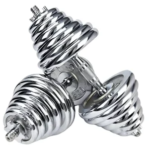 Steel Chrome Adjustable Dumbbell Set, 10-50 kg, for Home Gym